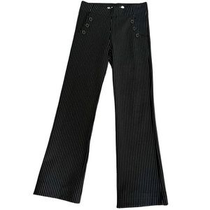 XS BETABRAND KNIT DRESS PANTS BLACK/WHITE PINSTRIPE